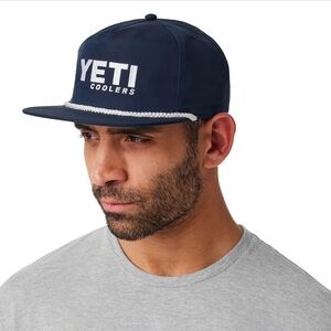 YETI Coolers Flat Brim Rope Hat in Navy Blue
